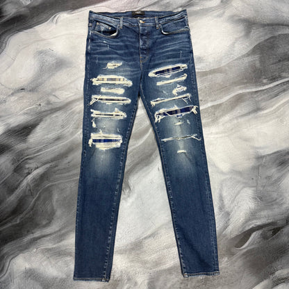 Amiri Dark Blue/Blue Plaid Patch Jean (38)