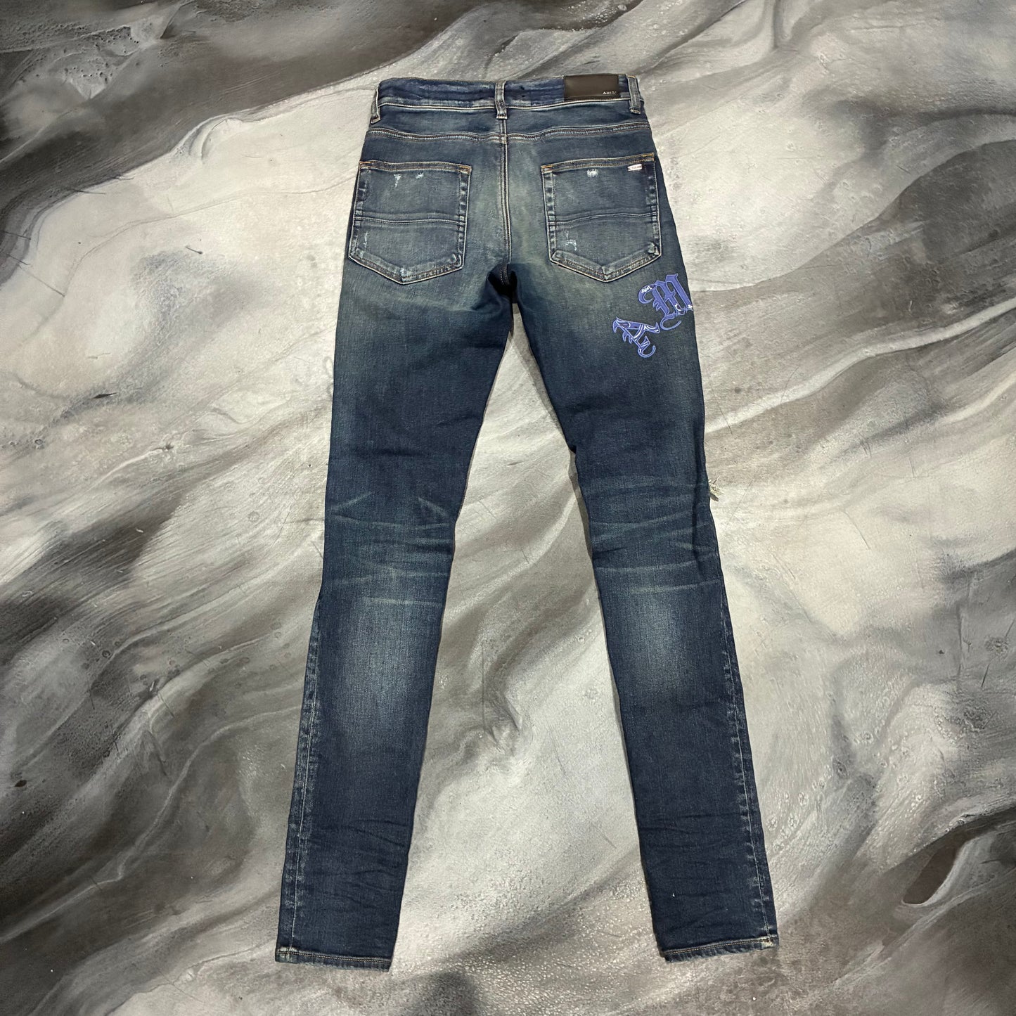 Amiri Dark Blue/Blue Bandana Old English Logo Jean (30)