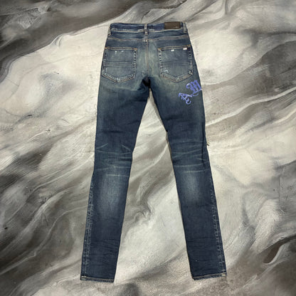 Amiri Dark Blue/Blue Bandana Old English Logo Jean (30)