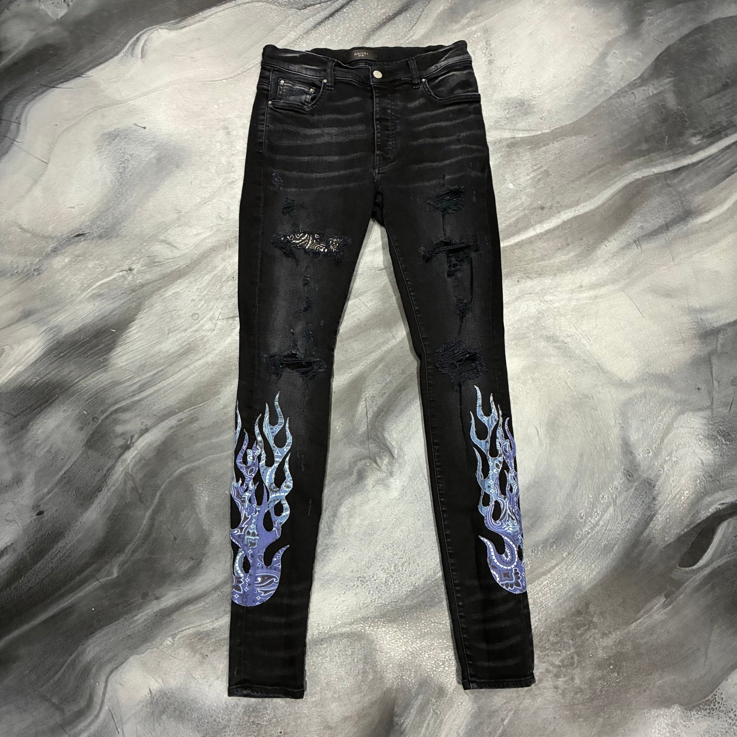 Amiri Black/Blue Flames Jean (32)