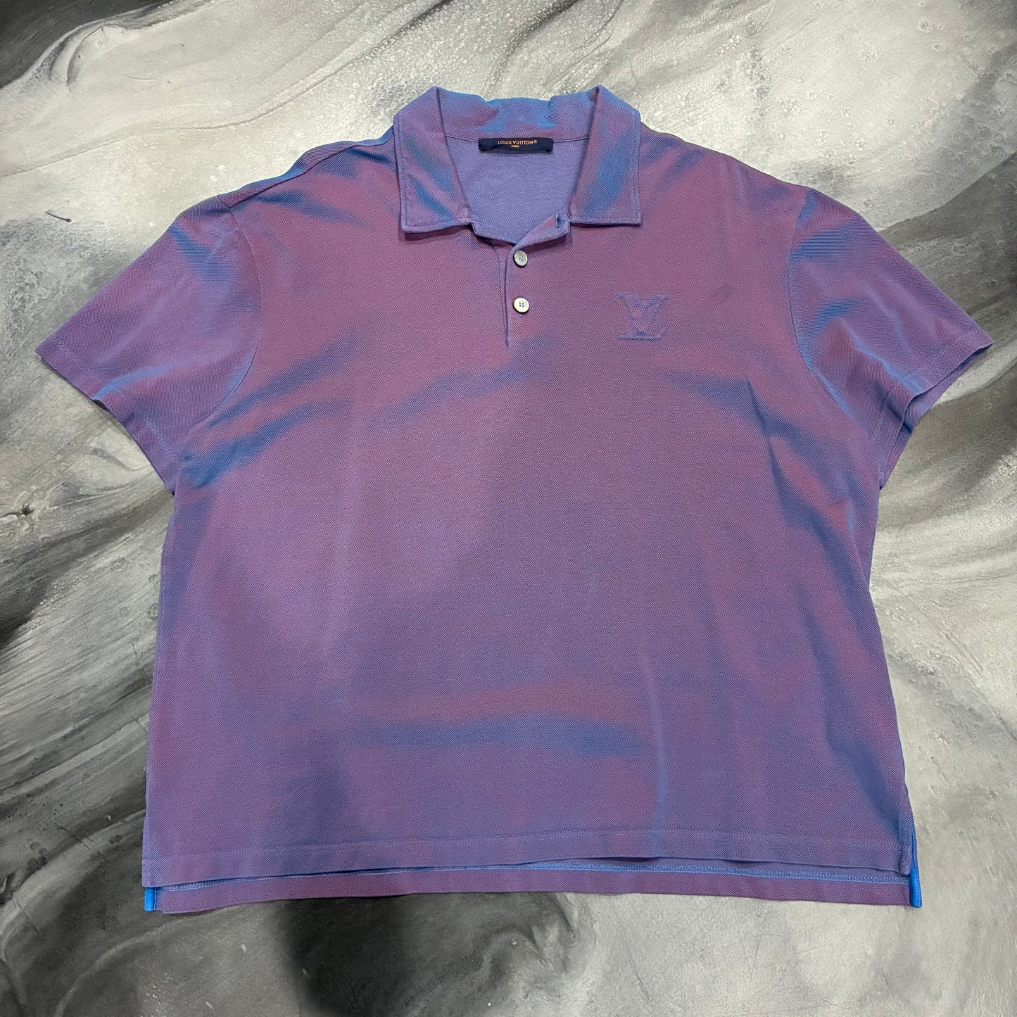 Louis V. Gradient Purple LV Logo Polo Shirt (L)