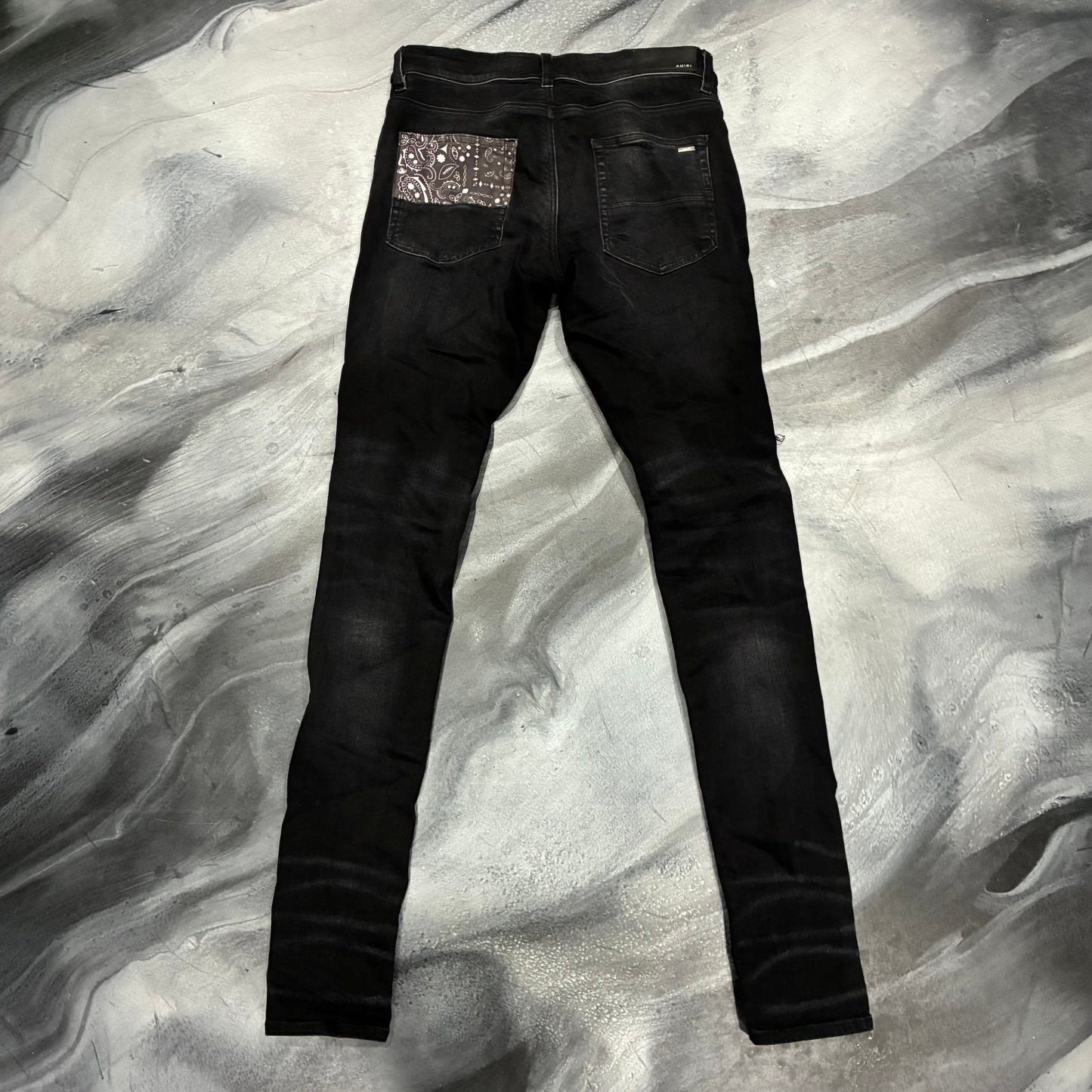 Amiri Black/Cream Bandana Patch Jean (30)
