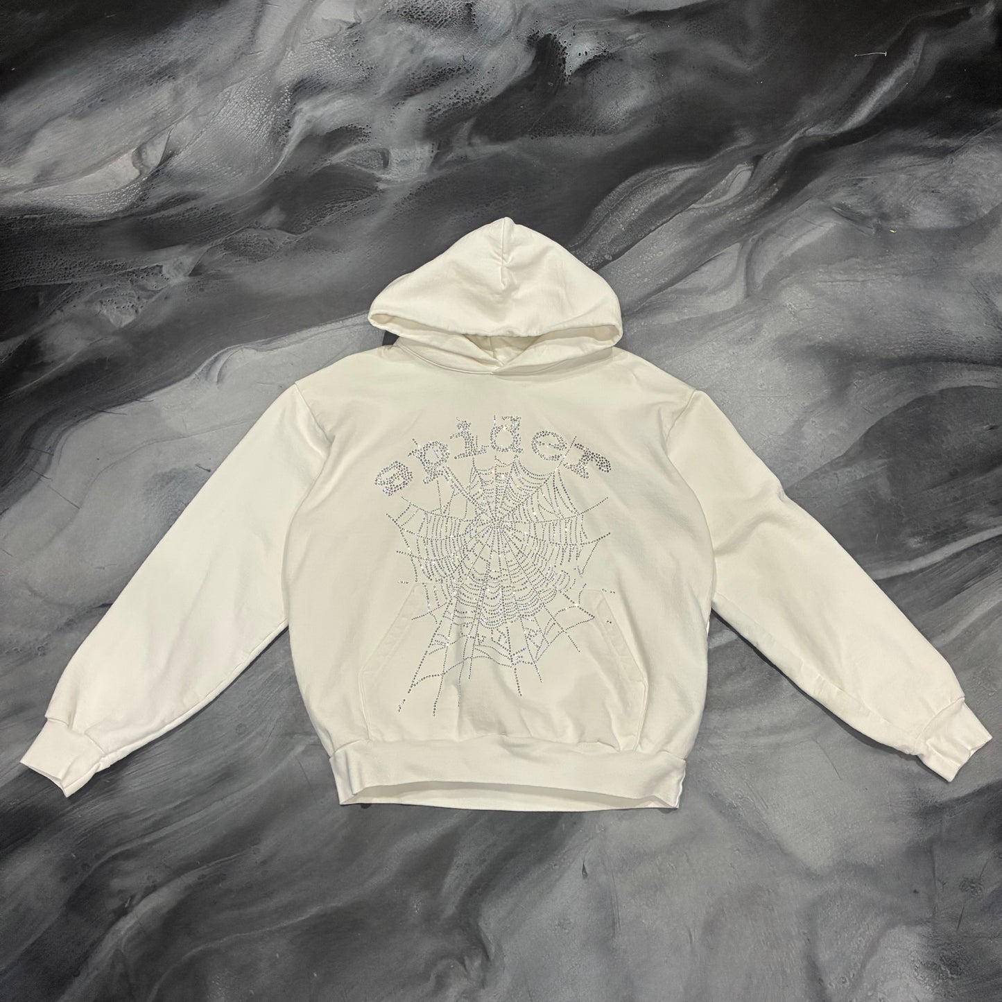 Sp5der White/Silver Bling Hoodie (L)