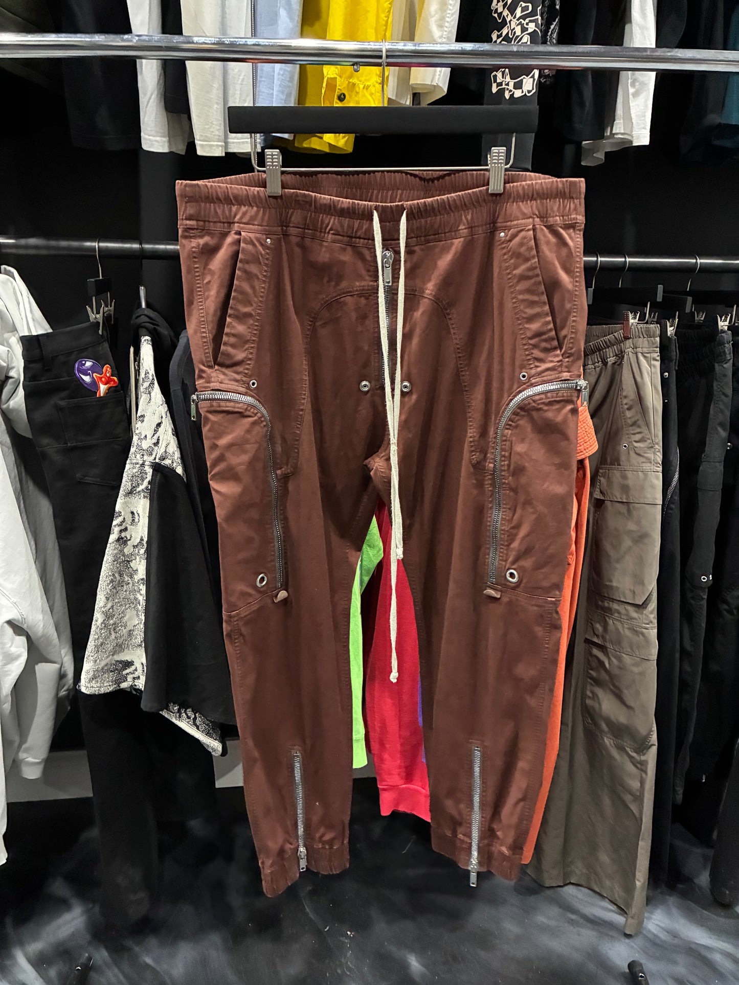 Rick Owens Brown Zipper Cargo Sweatpants (M)