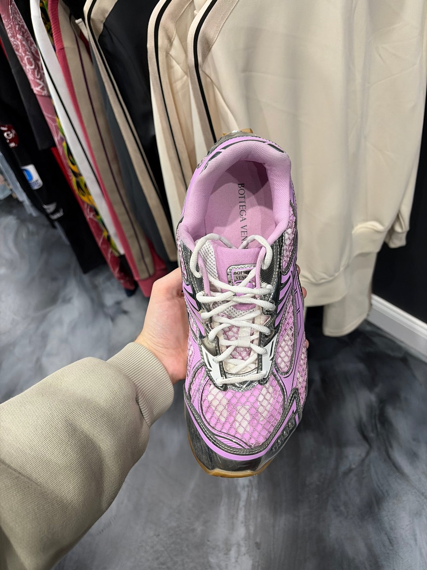 Bottega Pink/Silver Orbit Sneaker (46)