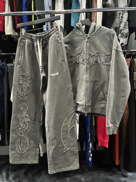 Godspeed Raw Import hoodie and track pants grey wash (S)