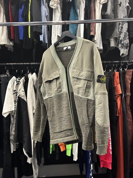 Stone Island Green SS19 Knit Panelled Cardigan Jacket (XL)