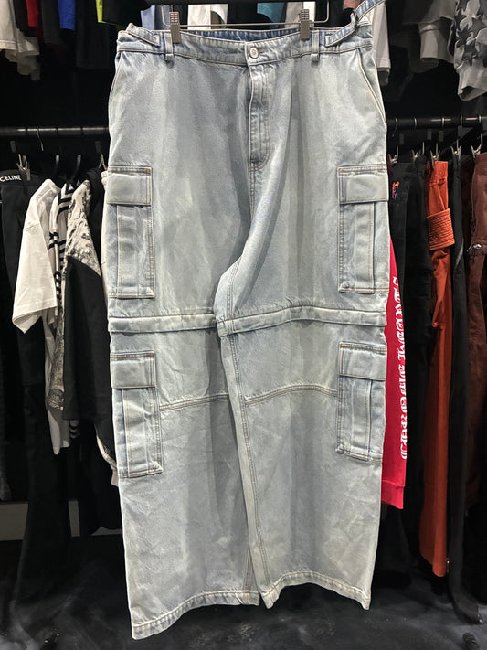 Vetements multipocket cargo jeans light blue denim wash (36)