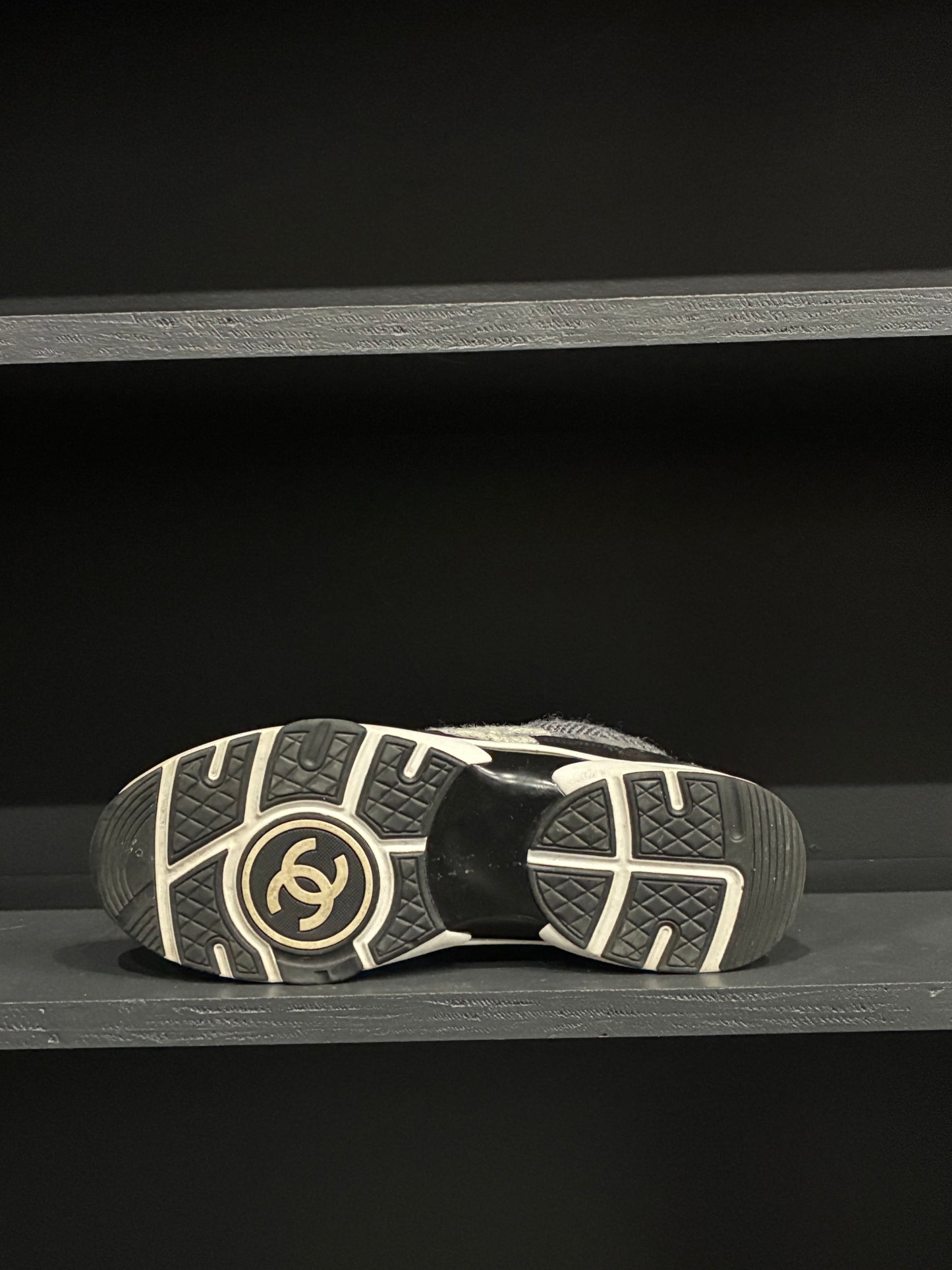 Chanel Black and Gray CC Low Top Sneakers (44EU)