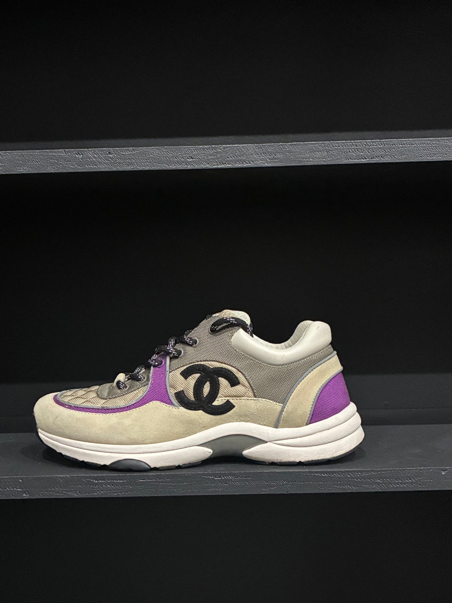 Chanel Low Top Trainer Beige/Purple Sneaker (45)