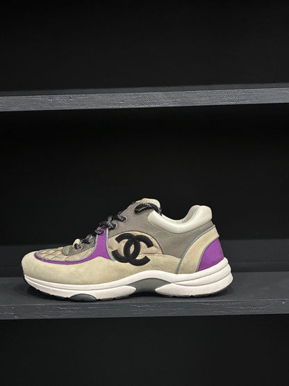 Chanel Low Top Trainer Beige/Purple Sneaker (45)