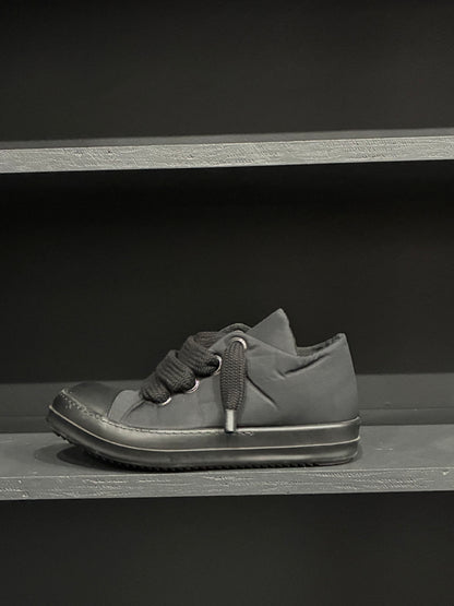 Rick Owens Black Jumbo Lace Low Sneaker (40)