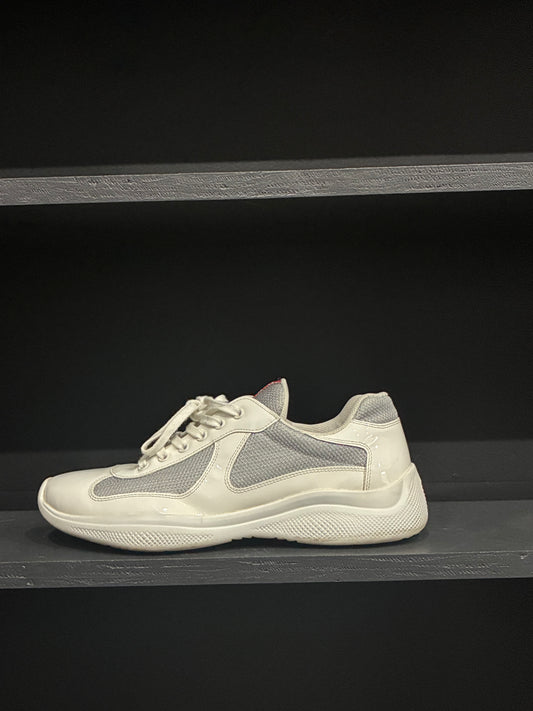 Prada America's Cup Biker Fabric Sneakers White/Silver (9)