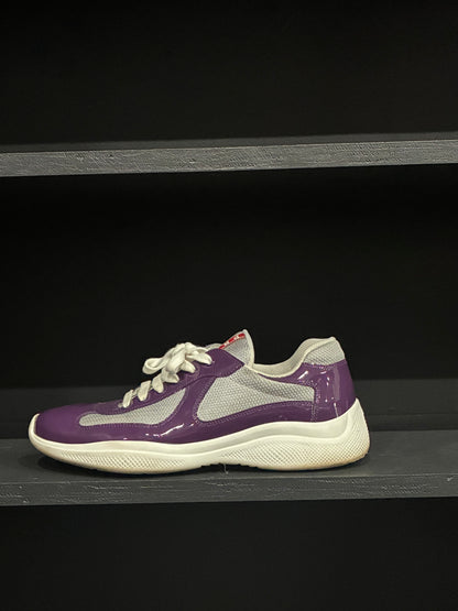 Prada America's Cup Biker Fabric Sneakers Purple/Silver (9)
